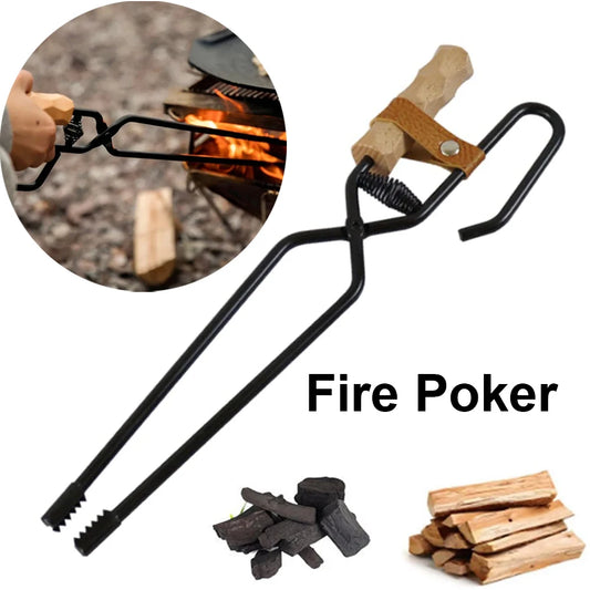 Fire Poker Camping Firewood Tongs Winter Fireplace Poker Camping Roasting Sticks Fire Pit Poker Picnic Portable Camping Supplies