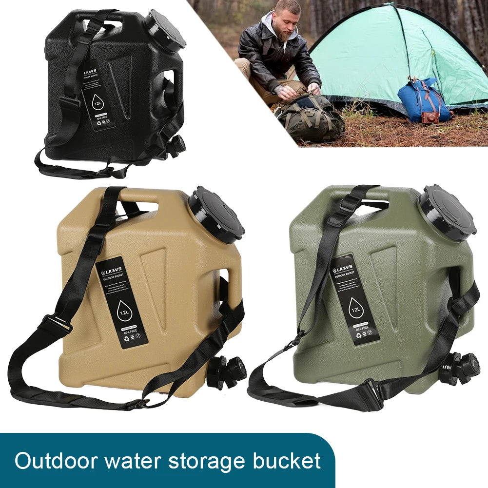 12L Water Bottle Camping Large Capacity Water Pouch With Faucet Food-Grade Car Water Tank Camping Bucket Emergency Water Tank