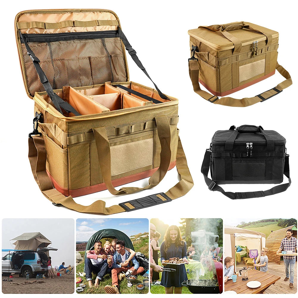30L Camping Cooking Utensil Organizer Large Capacity Car Trunk Storage Bag Detachable Multifunctional Utility Camping Supplies