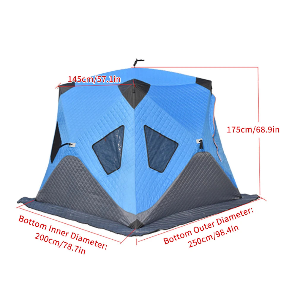 Winter Fishing Tent Upgrade 3-4 Person Outdoor Camping Shelter Portable and Lightweight Angler Tent Waterproof and Warm