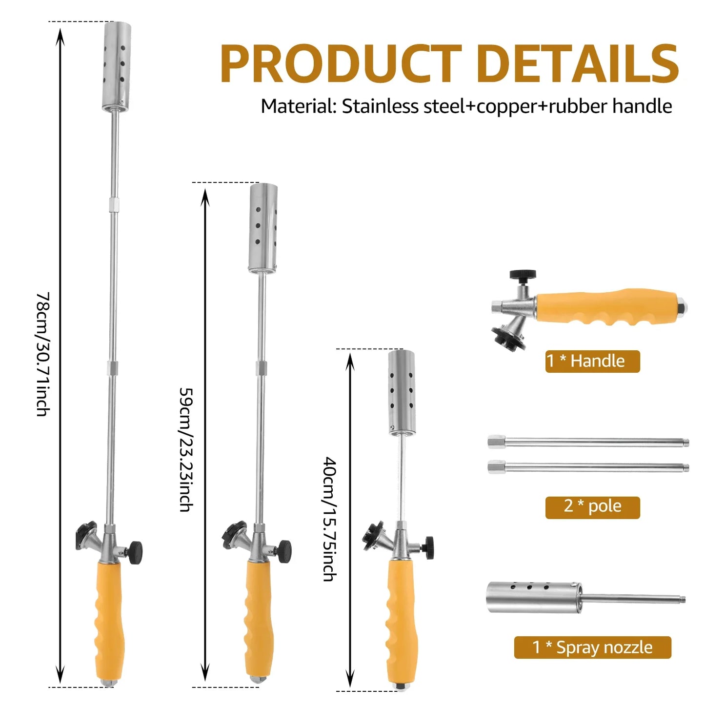 Outdoor Camping Extended Flame Igniter Weed Burner Torch Gas Spray Gun Stainless Steel  Burner Spray Gun Ice Charcoal Starter