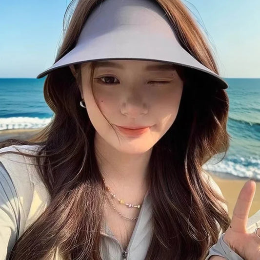 UV Protection Hat Large Brim Empty Top Visor Hat Outdoor Sports Cycling Sun Hats for Women Traceless Summer Sun Protection Hat 2