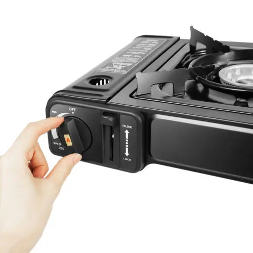 Black Portable Camping Stove 2 Burners Camping Stove Camping Stove W/Grill Tray