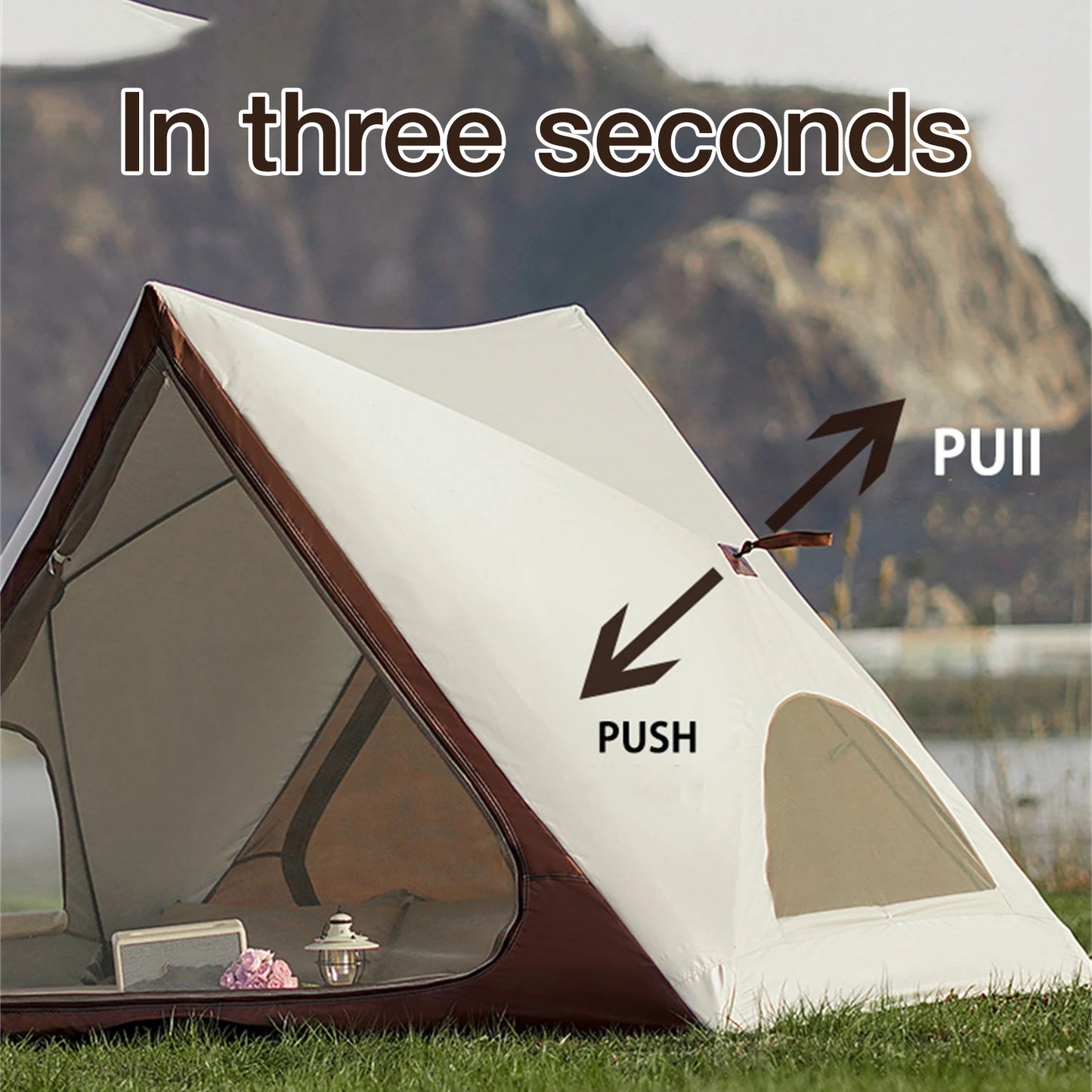 Triangular Camping Tent Automatic Open Tent Pop Up Beach Tents With 6 Ground Nails Portable UPF50 Triangular Shelter For Camping