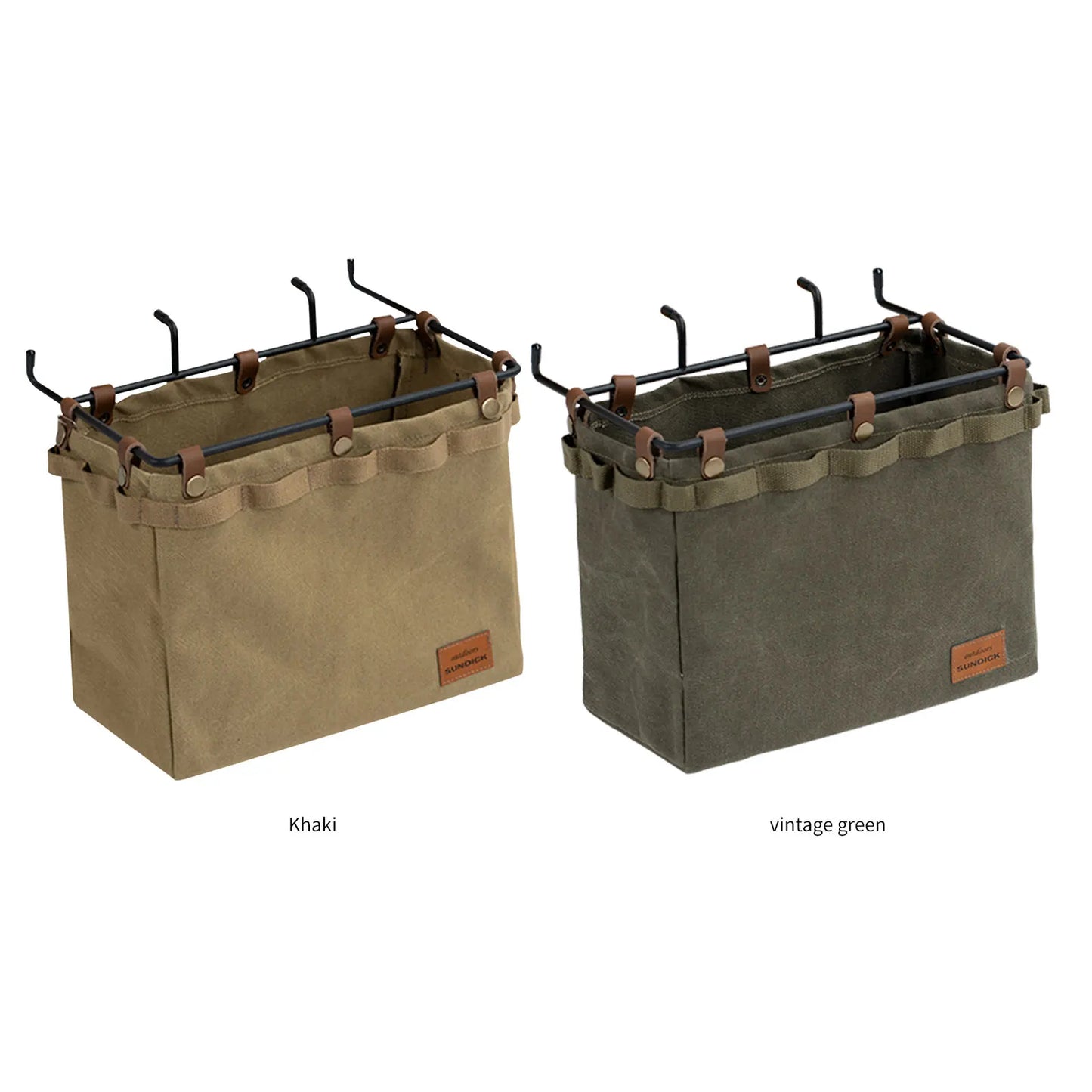 Camping Table Side Storage Bag Multifunctional Folding Canvas Bag with Hook Outdoor Picnic Desk Cookware Hanging Large Capacity