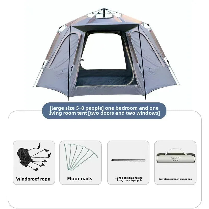 Camping pop up tents waterproof Portable Windproof tents for camping 4 person family tent with Skylight,Upgraded Large Size