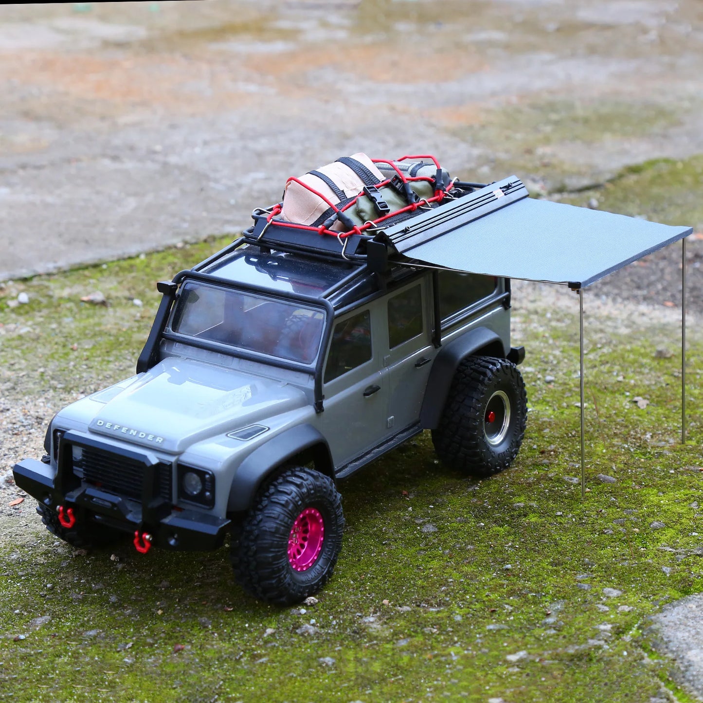 RC Car Side Roof Top Tent Shade Awning Rain Canopy Sunshade Camping Tent For TRAXXAS TRX4M 1/18 RC Crawler Car Upgrade Parts