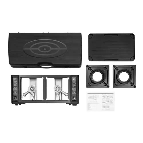 Black Portable Camping Stove 2 Burners Camping Stove Camping Stove W/Grill Tray