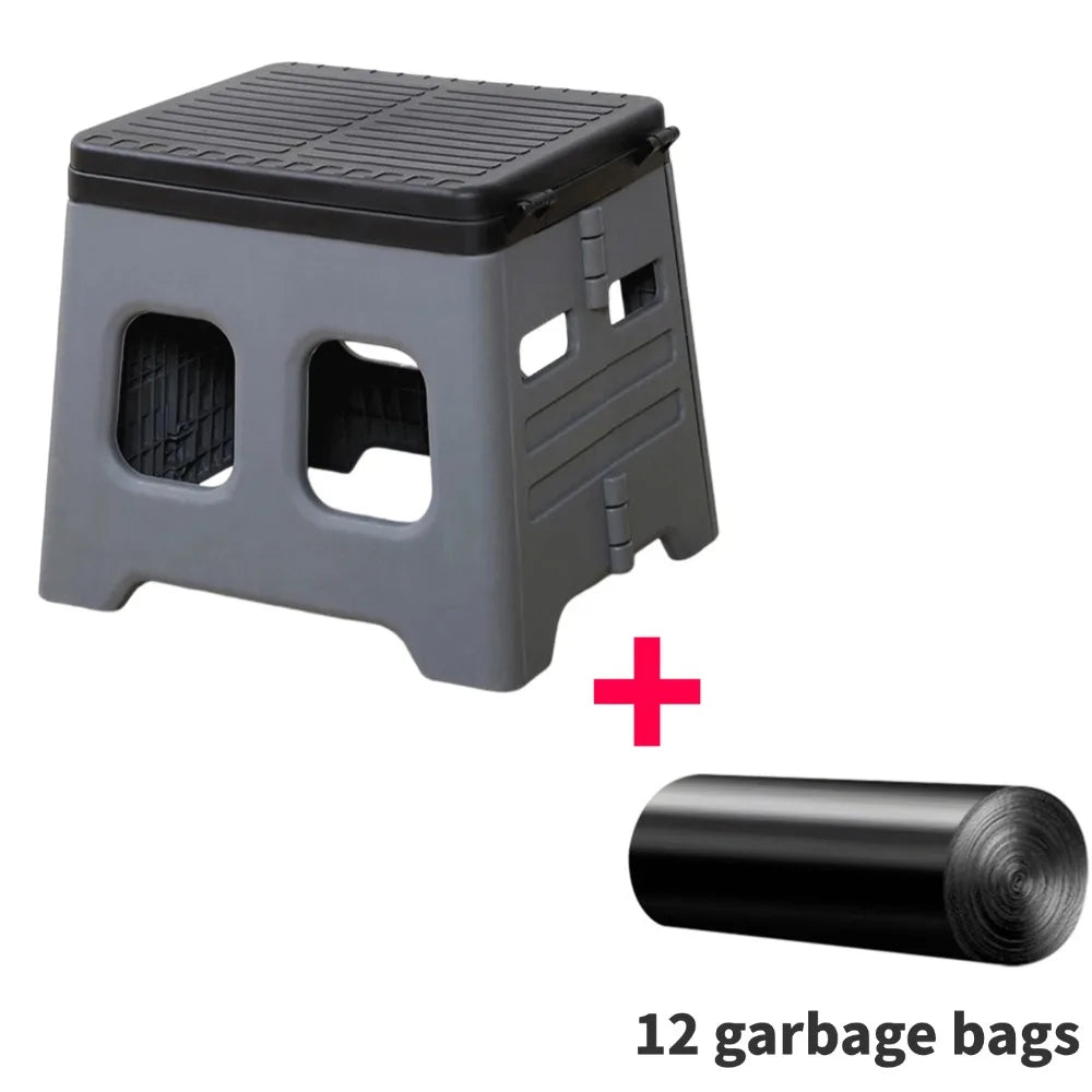 Camping Folding Toilet Movable Car Toilet Bucket Car Emergency Self-driving Travel Portable Outdoor Toilet Portable Trash Can