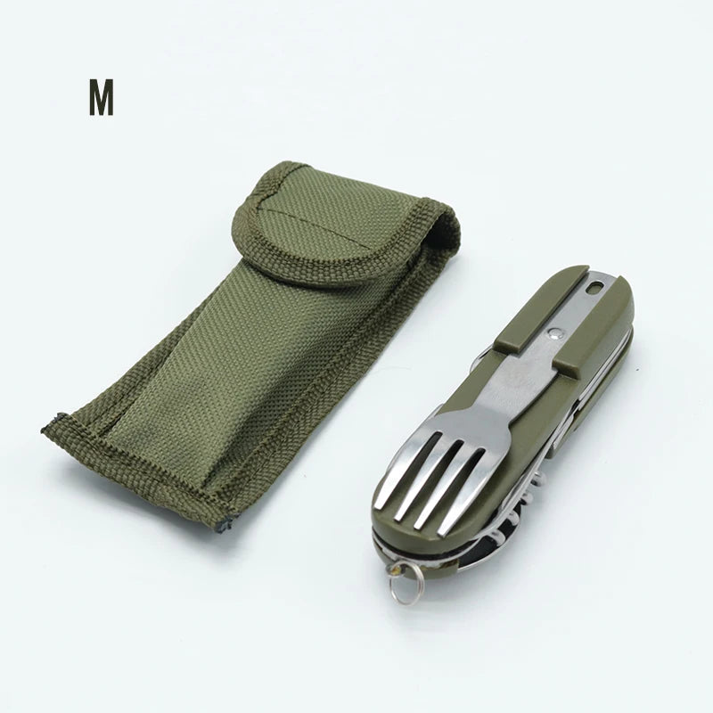 Camping Cutlery Stainless Steel  Folding Knife Fork Spoon Portable Outdoor Tableware Camping Equipment