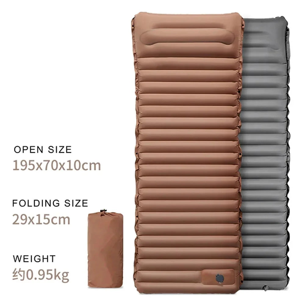 Outdoor Sleeping Pad Camping Inflatable Mattress With Pillows Ultralight Air Mat Built In Inflator Self Inflating Sleeping Mat