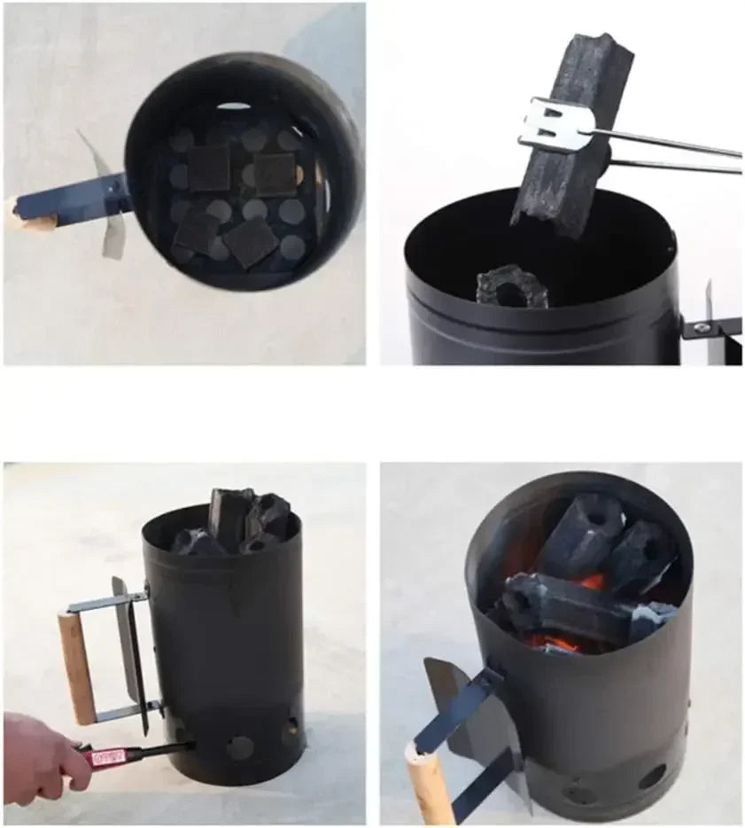 Quick Charcoal Fire Barrel Camping Charcoal Barrel Chimney Charcoal Fire Starter for BBQ Camping Picnic Outdoor Cooking Tools