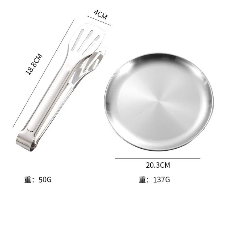 Stainless steel outdoor tableware set camping picnic knife fork spoon plate set outdoor portable meal