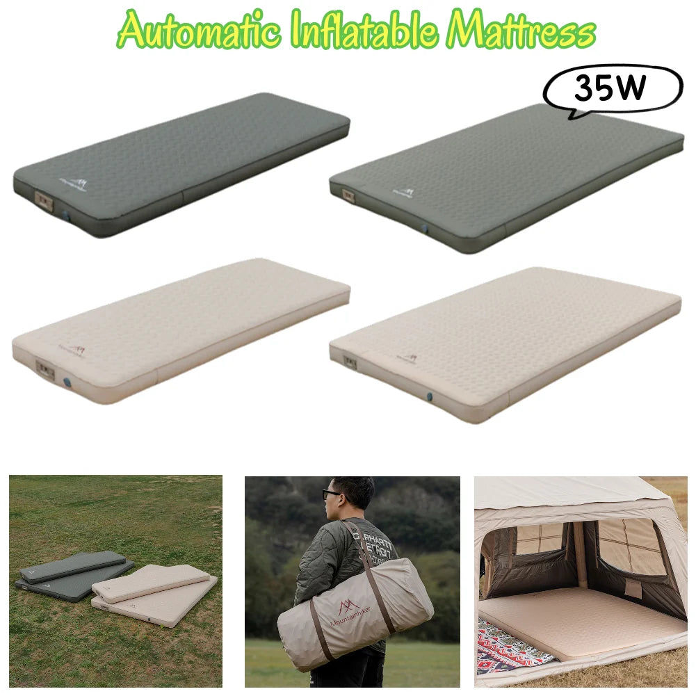 Single/Double Air Mattress Outdoor Camping High Rebound Sponge TPU Automatic Inflatable Cushion Bed for Hiking Backpacking
