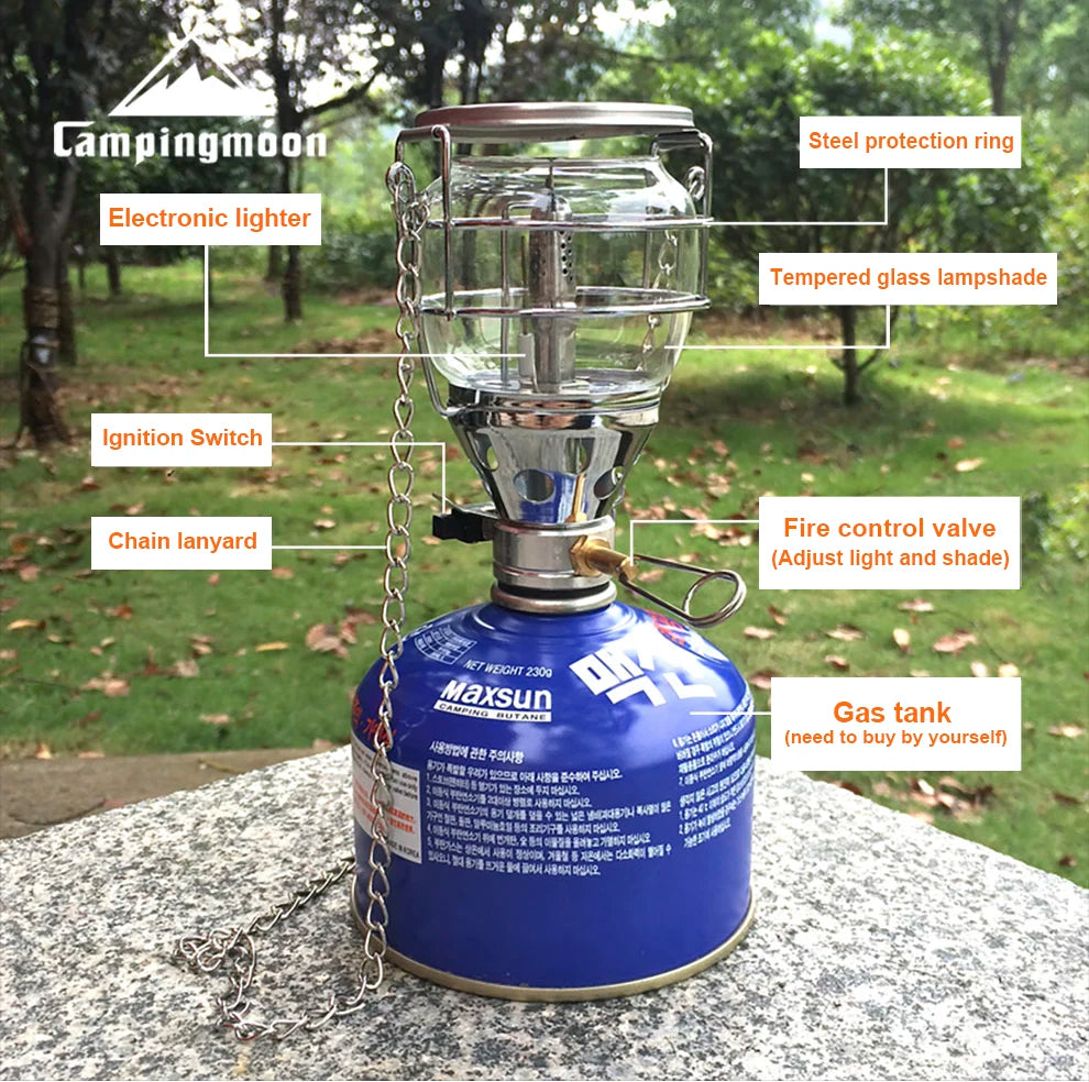 Medium Portable Glass Cover Outdoor Camping Lantern Tent Lamp Outdoor Light Gas Lamp