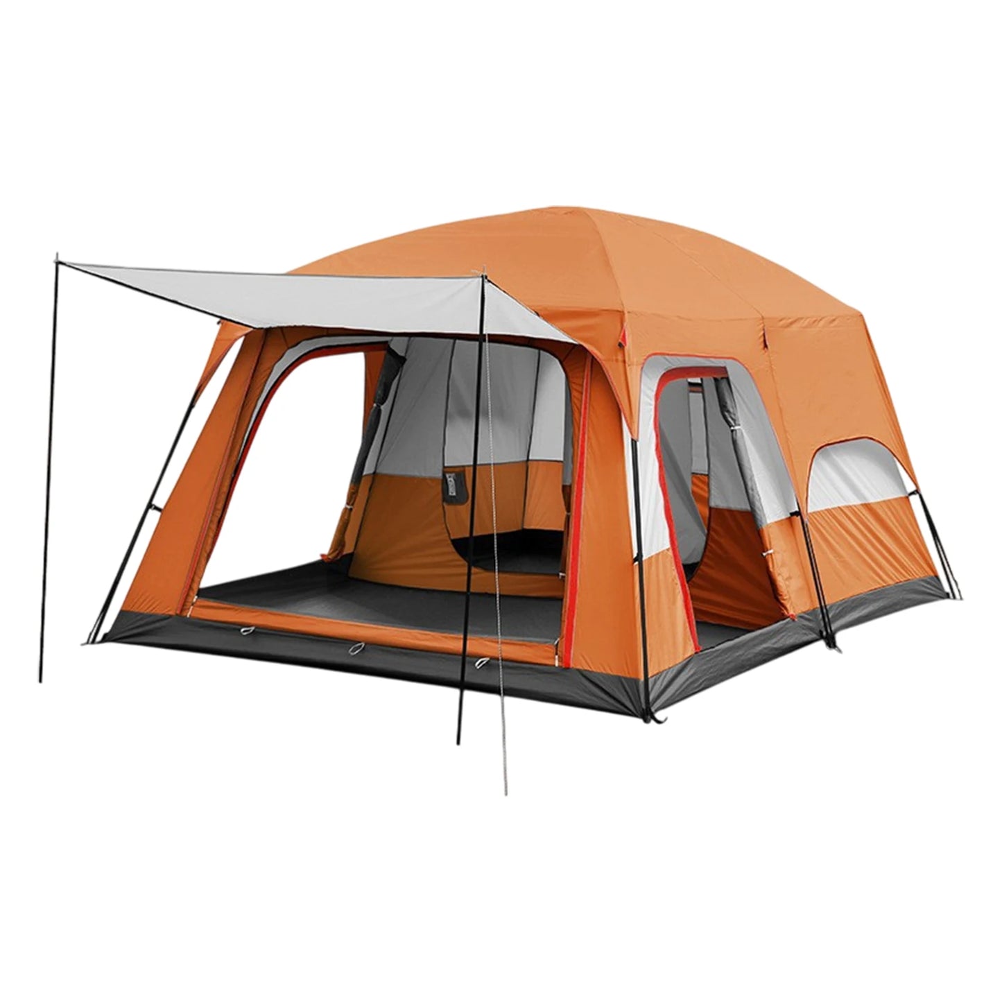 10 Person Camping Tent, Waterproof Windproof Sun Protection, 210D Oxford Fabric, 3 Season, Lightweight, 2 Room 1 Living Room