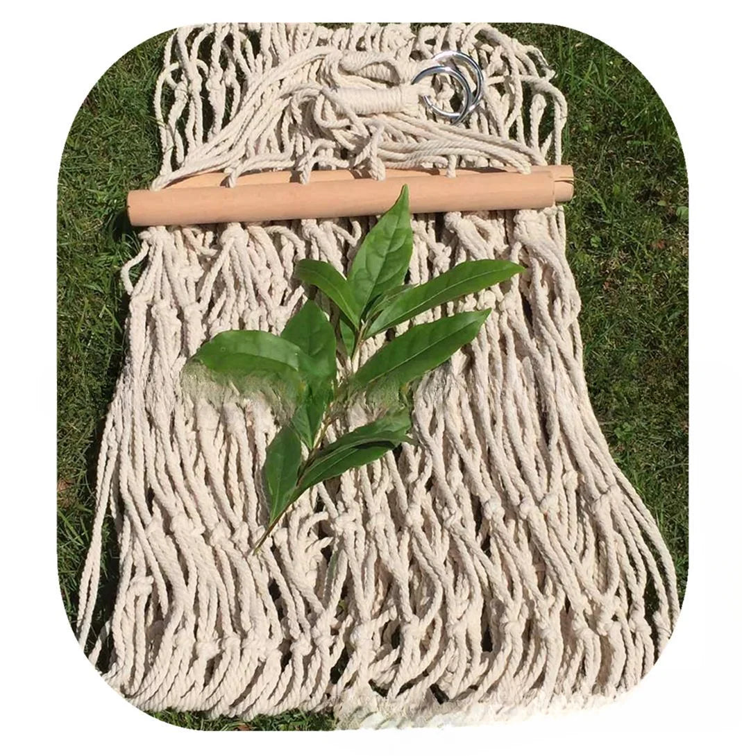 Anti-rollover Cotton Rope Hammock Outdoor Camping Swing Adult Child Net Short Stick Net Hammock Hammock Stand