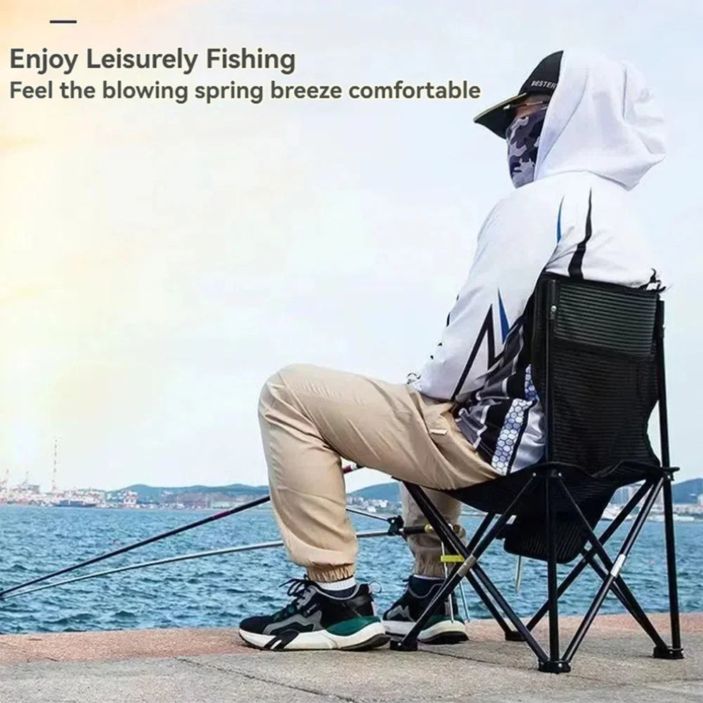 Camping Chair Outdoor Folding Beach Multifunctional Lazy Chair Easy Storage Fishing Chair Picnic Camping Equipment