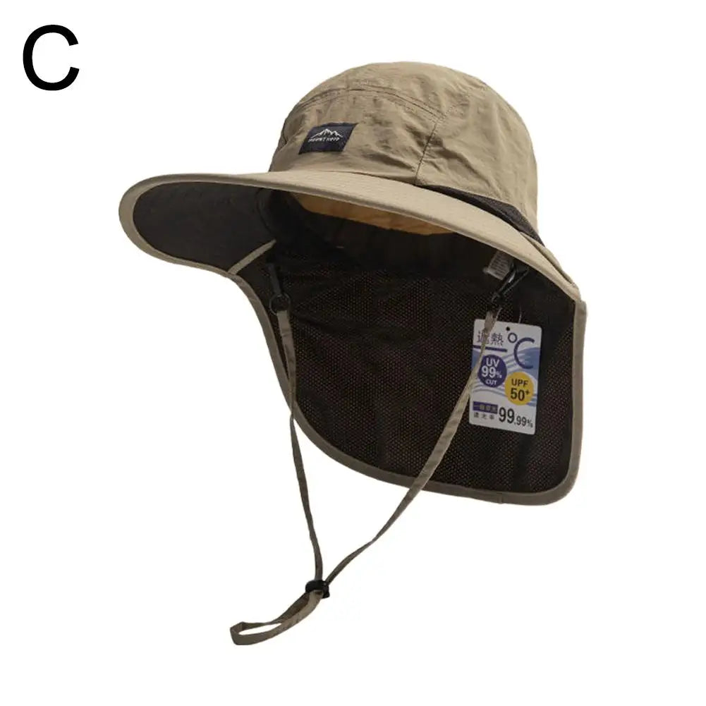 UV Protection Hat with Wide Brim Waterproof Quick-drying Panama Fisherman Cap Mesh Breathable Neck Protection Summer Hat