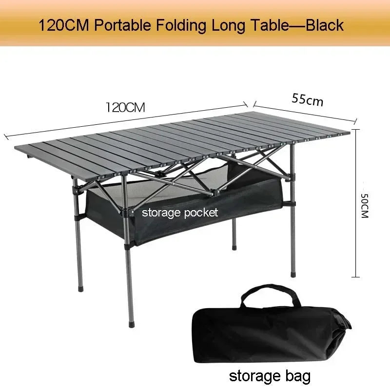 Outdoor Folding Long Table with Easy Carrying Bag Lightweight for Self-Driving Trips Long Table Portable Camping Folding Desk