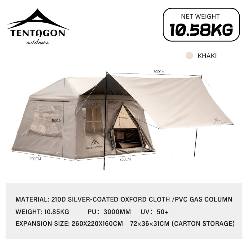 Outdoor Camping 3-4 Person Portable Waterproof Family Awning Beach Tent Quick Opening Fishing Tent Picnic Park Anti-UV Shade