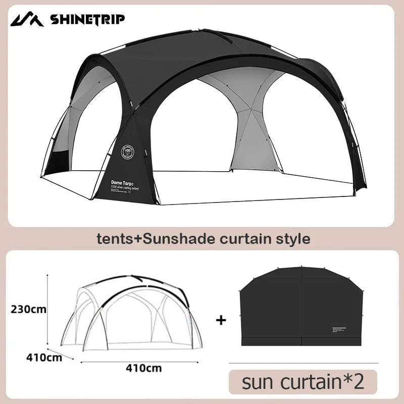 ShineTrip Outdoor Extra Large Camping Shade Tent Family Travel Rain and Sun Protection Car Tent Expandable Space camp Gazebo