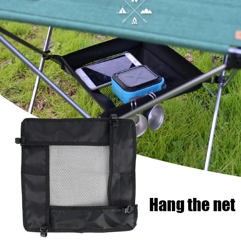 Portable Folding Table Storage Hanging Basket Picnic Table Hanger Storage Net Outdoor Camping BBQ Table Rack Accessories New