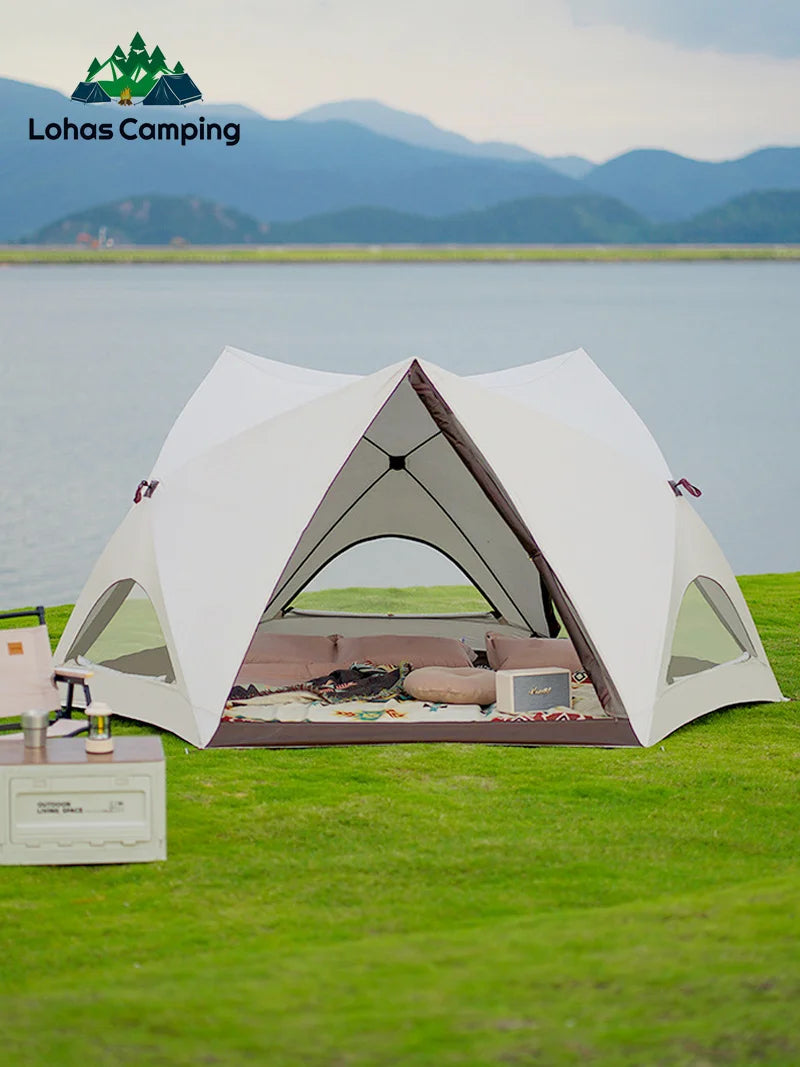 Lohascamping One-touch beach tent Awning tent Outdoor Automatic Quick-opening Tent Rainproof Hexagonal Camping Pop Up Tent Big