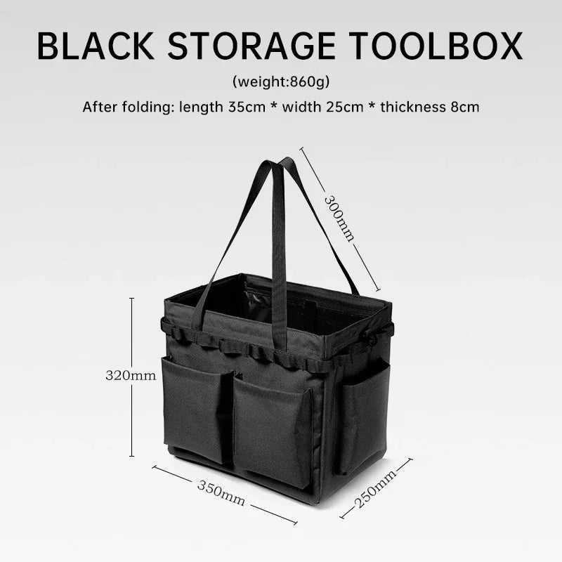 LargeCamping Storage Bag, Elastic Compression Oxford Storage W/ Waterproof Bottom, Multi-Pocket Outdoor Tool Organizer