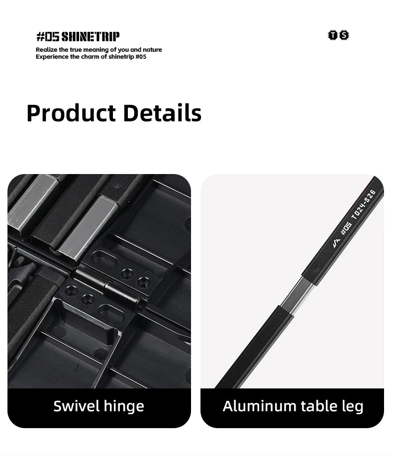 ShineTrip 05 Series Ultralight Dual Purpose Table Outdoor Camping Portable Table Folding Abs Desktop and Aluminum Stand