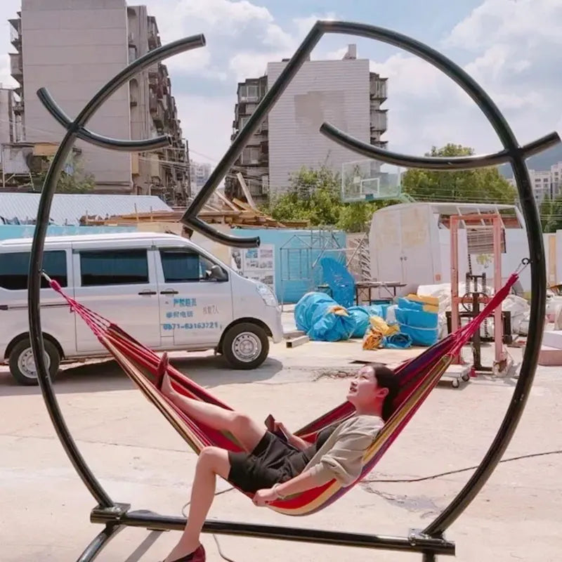 Hammock Swing with Steel Stand for Interactive Fun Theme Park Outdoor Patio Photogenic Props Landscape Landmarks Decoration
