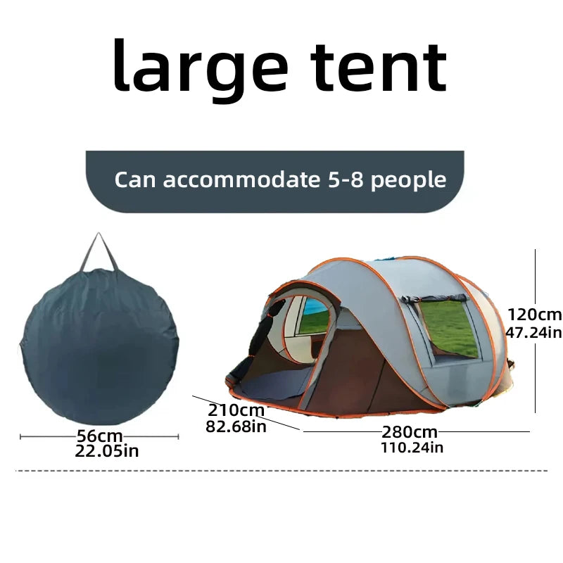 A pop-up tent for family travel, waterproof camping boat tent, portable outdoor tent for camping and hiking trips