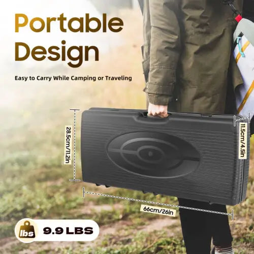 Black Portable Camping Stove 2 Burners Camping Stove Camping Stove W/Grill Tray