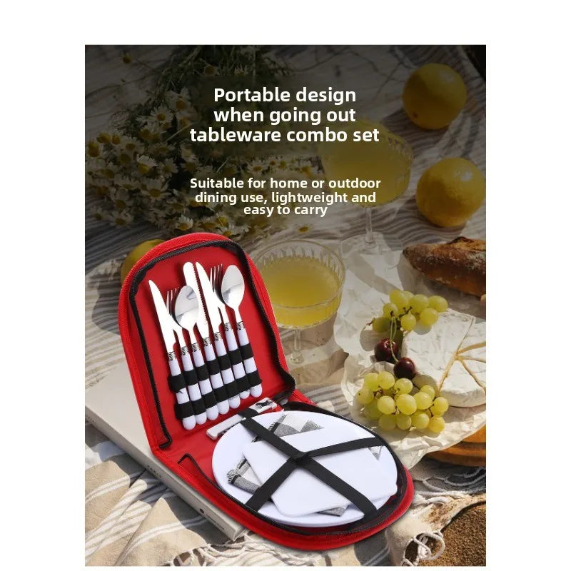 New Travel Tableware Set Portable Stainless Steel Outdoor Camping Tableware Portable Tableware Set