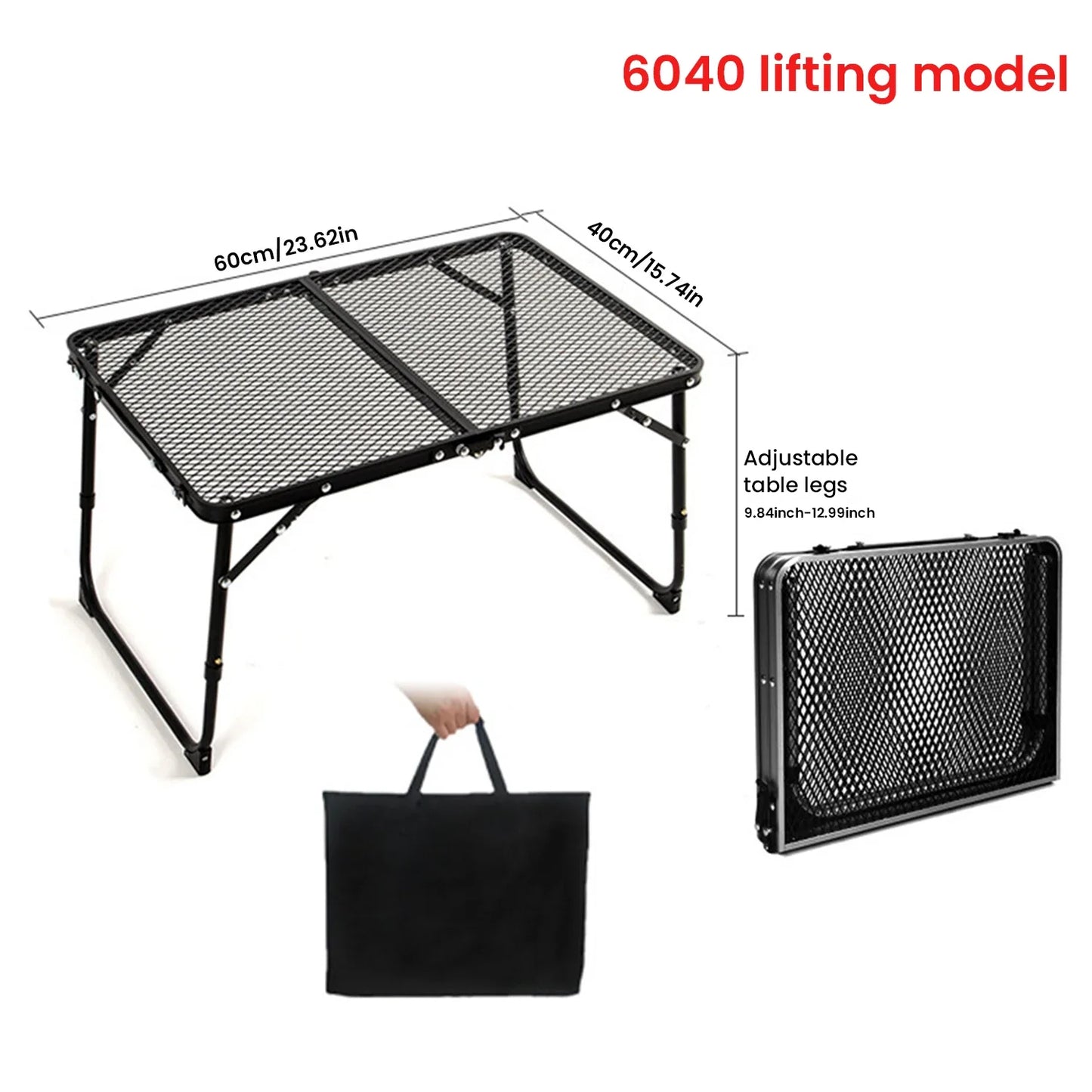 Camping Table Iron Mesh Folding Table Portable Outdoor Camping With Lifting Shelf Aluminium Alloy Dining Table