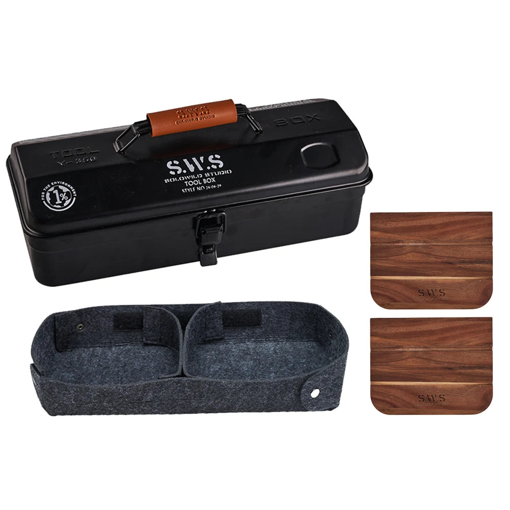 Camping Tool Storage Box with Handle Portable Carry Storage Box Anti-Slip Camping Toolbox Iron Box Camping Accessories