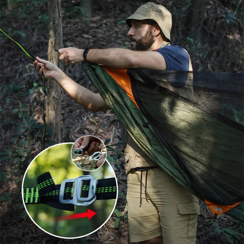 Portable Outdoor Garden Quick Open Anti-Rollover Mosquito Net Hammock Travel Camping Sleeping Hanging Hammock Swing Nature Hike