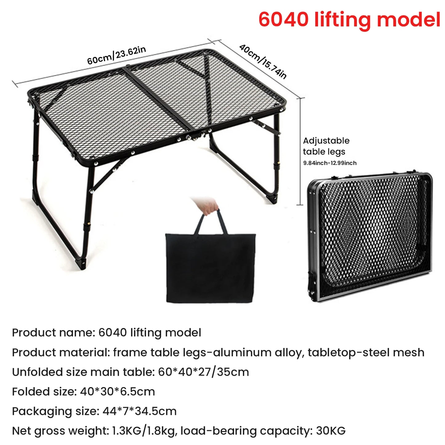 Camping Table Iron Mesh Folding Table Portable Outdoor Camping With Lifting Shelf Aluminium Alloy Dining Table