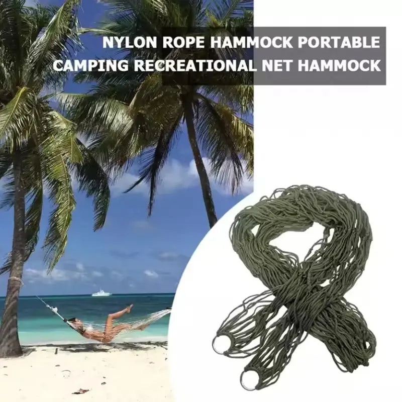 Outdoor Thickened Nylon Rope Hammock Indoor Mesh Hammock Portable Simple Hammock Swing Chair