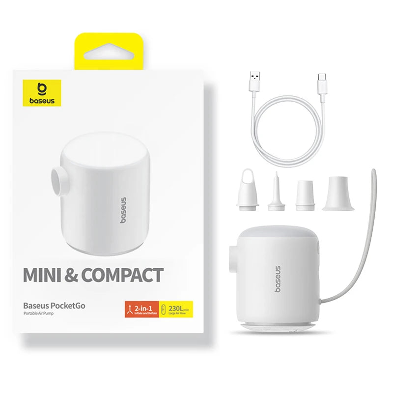 Baseus Wireless Air Compressor Mini Air Inflator Pump for Air Mattresses Beds Inflatable Mats Swim Ring Deflate For Storage Bag