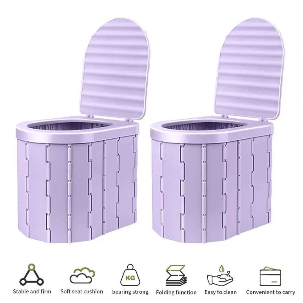 Camping Folding Toilet with Lid Great Load Bearing Travel Toilet Wide Seat Adult Car Potty with Storage Bag And Trash Bags