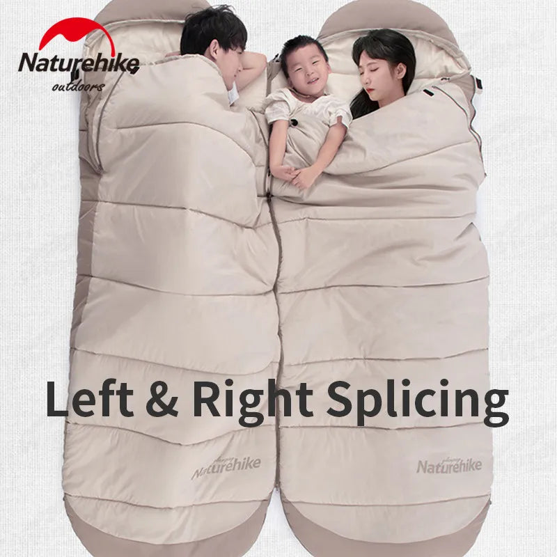Naturehike Outdoor Sleeping Bag Cotton Envelope Style Spliceable Double Quilt Camping Keep Warm Sleeping Bags Machine Washable