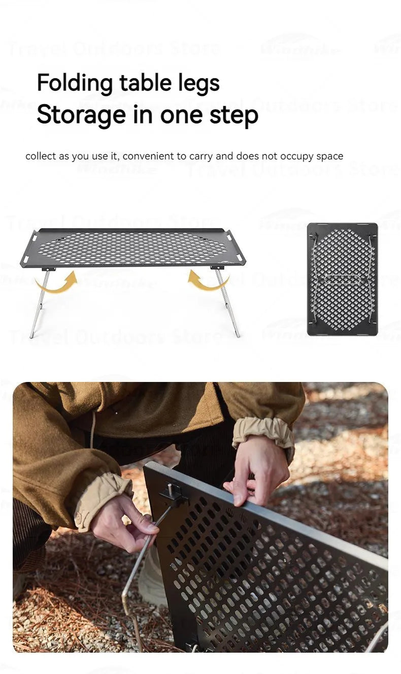 Naturehike Outdoor Folding Table Stainless Steel Camping Table Picnic Barbecue Chicken Rolls Outdoor Table Portable Picnic Table