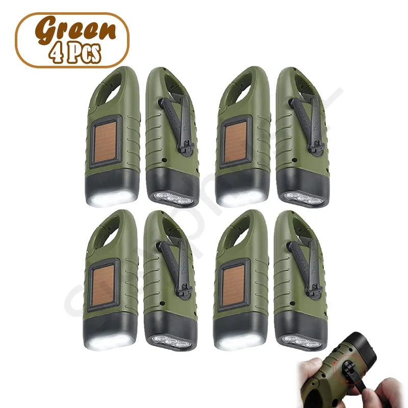 Solar Hand Crank Powered LED Flashlight Emergency Light Camping Tent Torch for Outdoor Hiking Survival Gear Portable