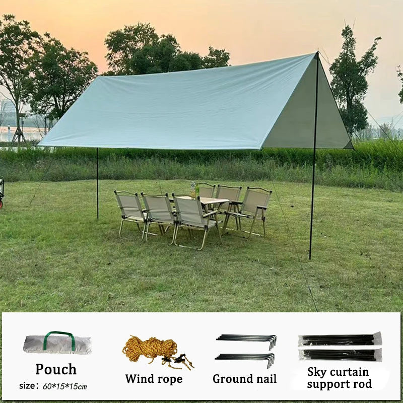 Camping awning waterproof picnic sunshade outdoor canopy awning portable waterproof anti-UV outdoor awning set outdoor supplies