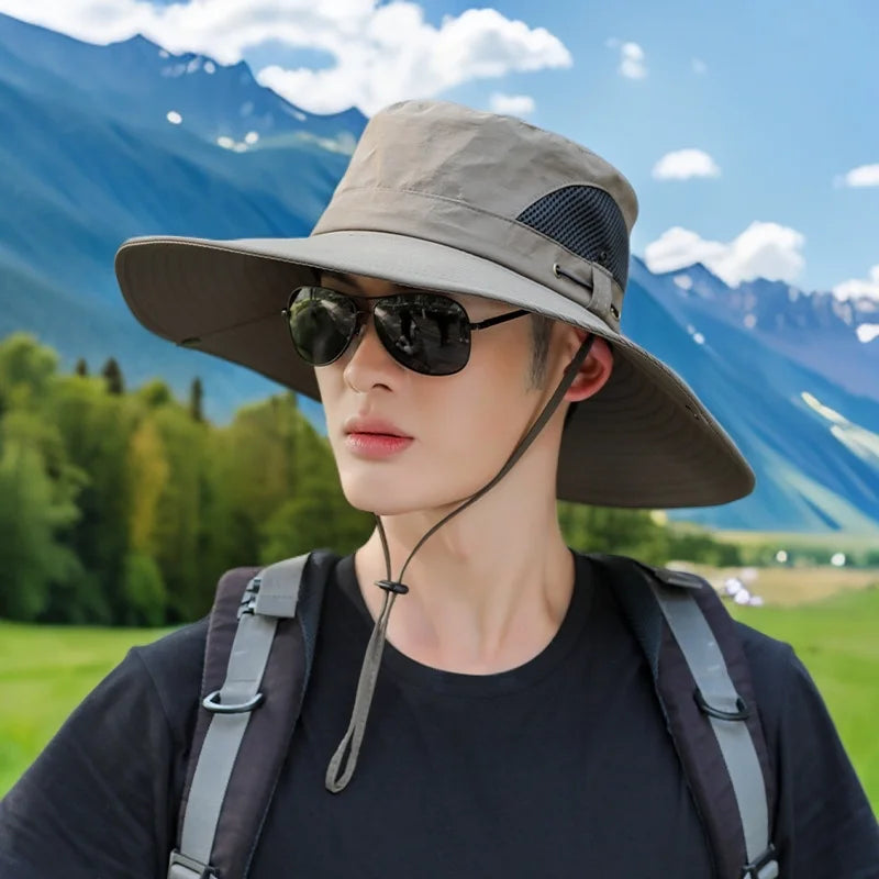 Sunshade Bucket Hat Mountaineering Sun Hat Men's Summer Fishing Hat Sun Protection Hat Large Brim UV Protection Men's Hat 2