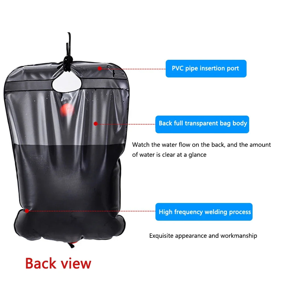 20L Portable Outdoor Camping Shower Bag Solar Heated Travel Hiking Climbing Shower Bath Water Bags Camping Equipment