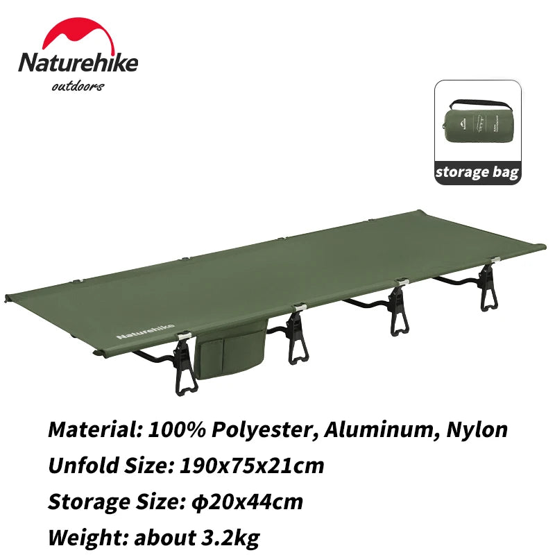 Naturehike Camping Cot Portable Folding Bed Outdoor Ultralight Compact Tent Sleeping Bed for Camping Travel Backpacking Hiking