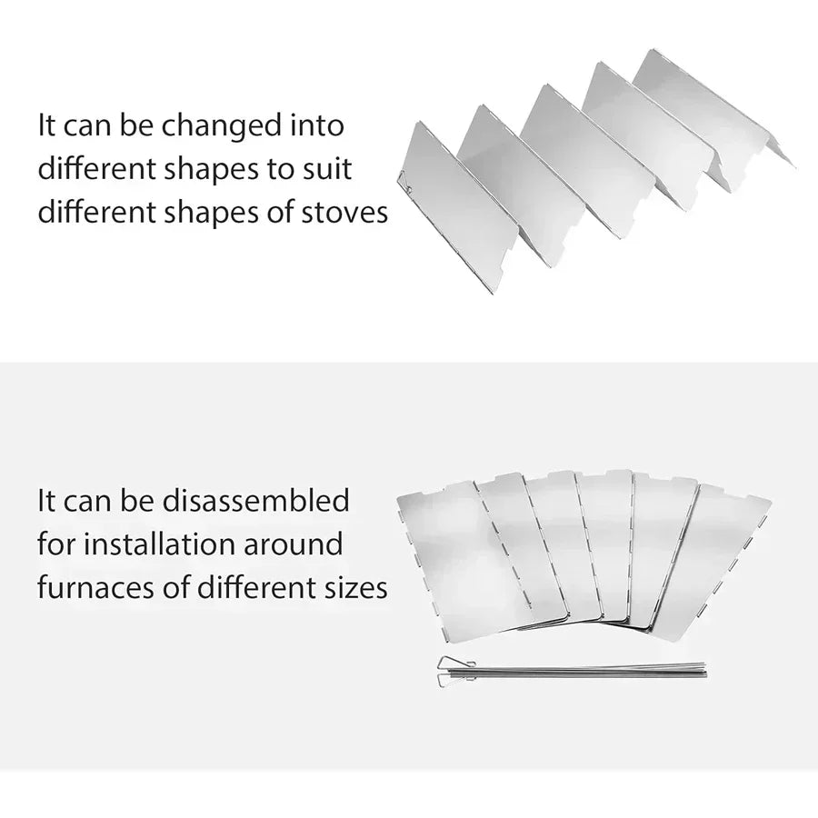 9/10/12 Plates Camping Stove Windscreen Folding Outdoor Stoves Windscreens Lightweight Windshield Heat Shield Picnic Tool