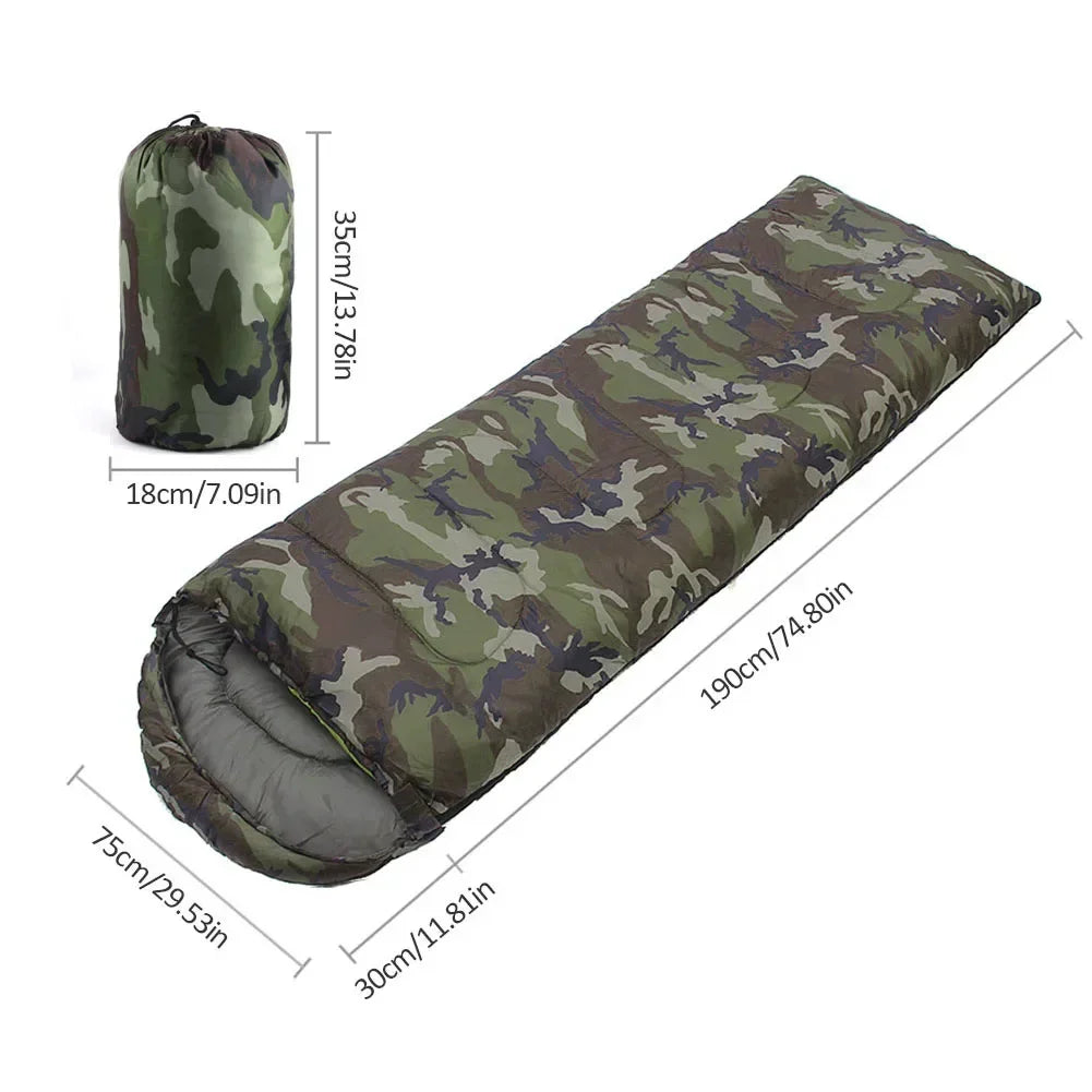 Down sleeping bag Camping Camouflage Sleeping Bag Outdoor Leisure Cotton Envelope Style Sleeping Bag With Hood Waterproof